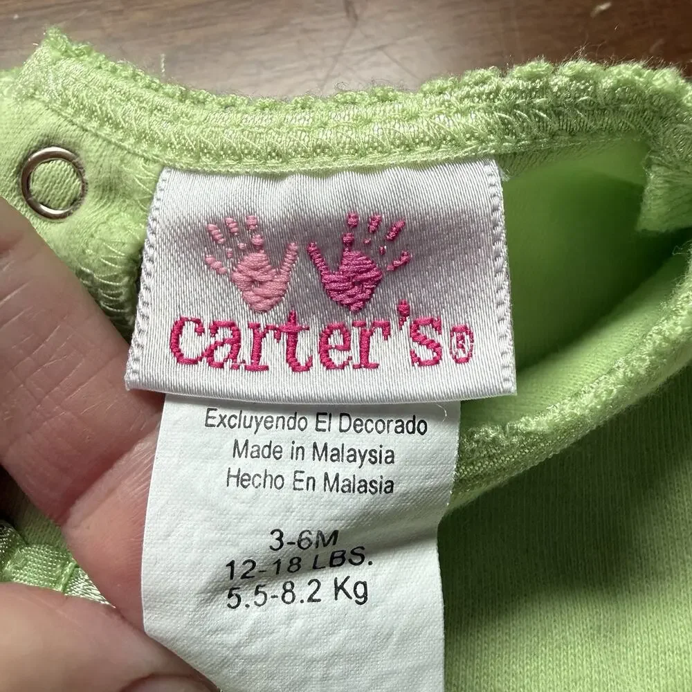 Vtg Carters 3-6 Months Girls Ladybug Cotton Bubble Romper Embroidered Floral